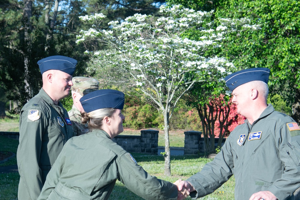 Major General Derin S. Durham from 4th Air Force visits 916th Air Refueling Wing