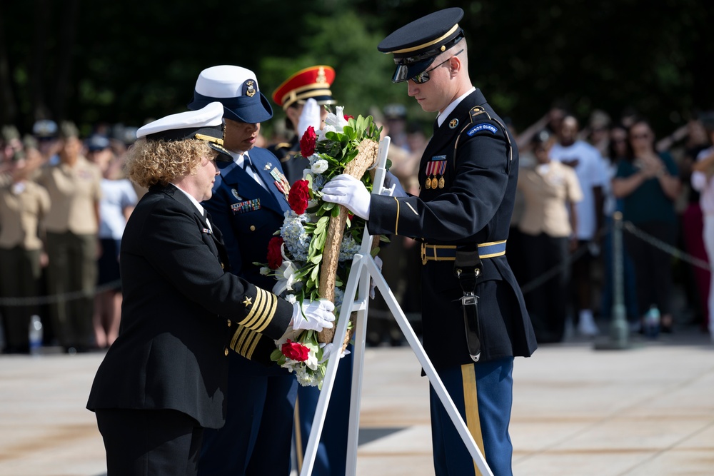 Members of the Sea Services Leadership Association Visit Arlington National Cemetery