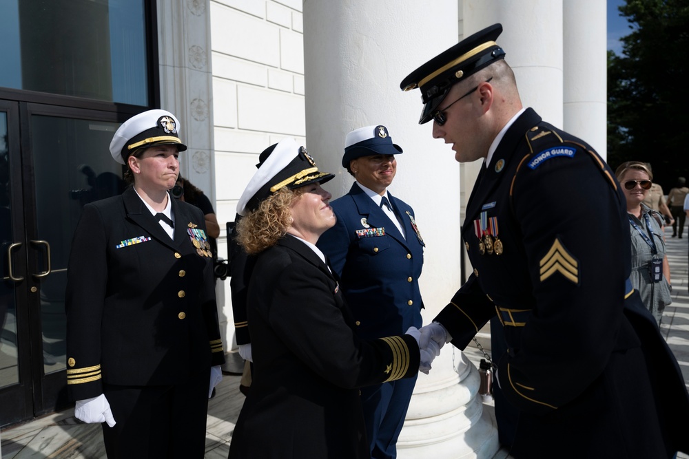 Members of the Sea Services Leadership Association Visit Arlington National Cemetery