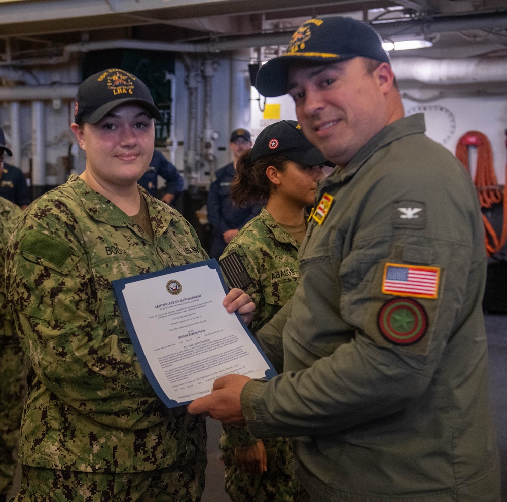 USS America (LHA 6) hosts promotion ceremony