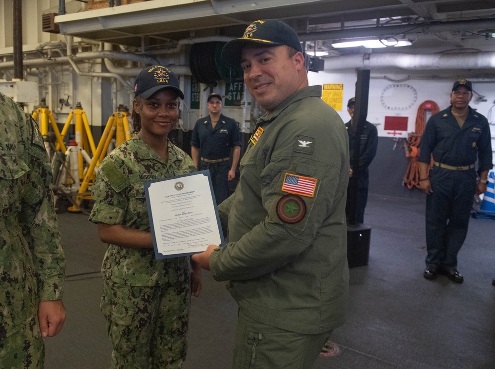 USS America (LHA 6) hosts promotion ceremony