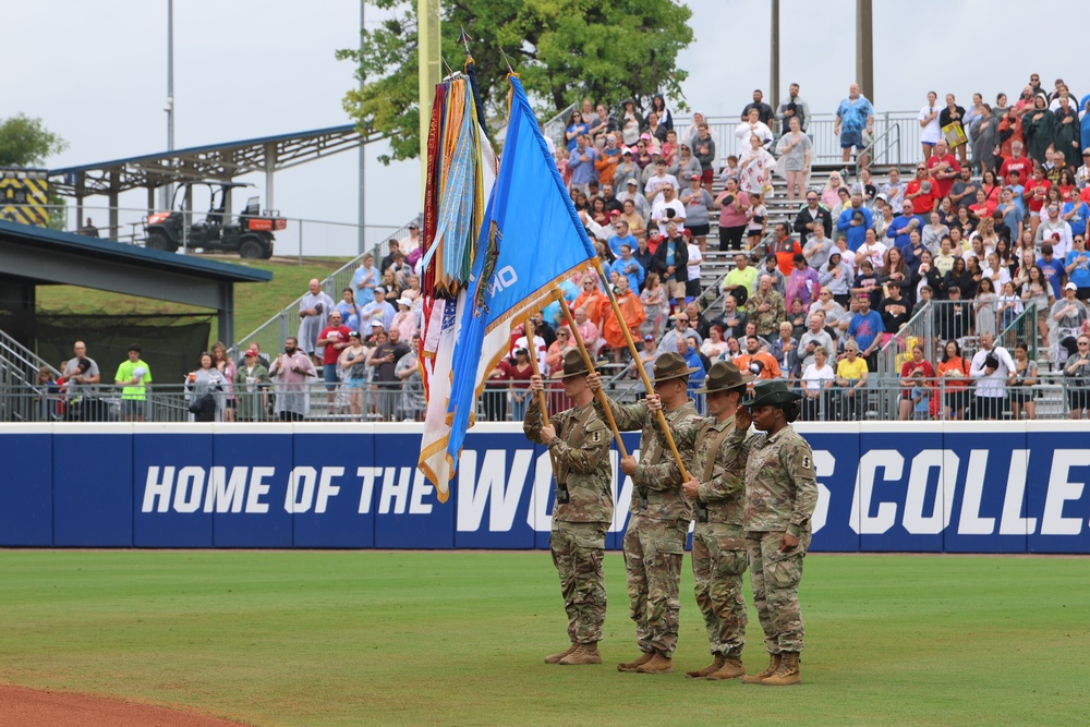 Fort Sill presents color guard at the softball WCWS