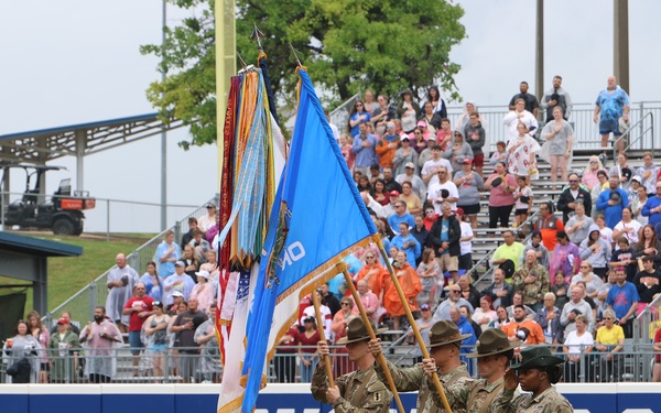 Fort Sill presents color guard at the softball WCWS