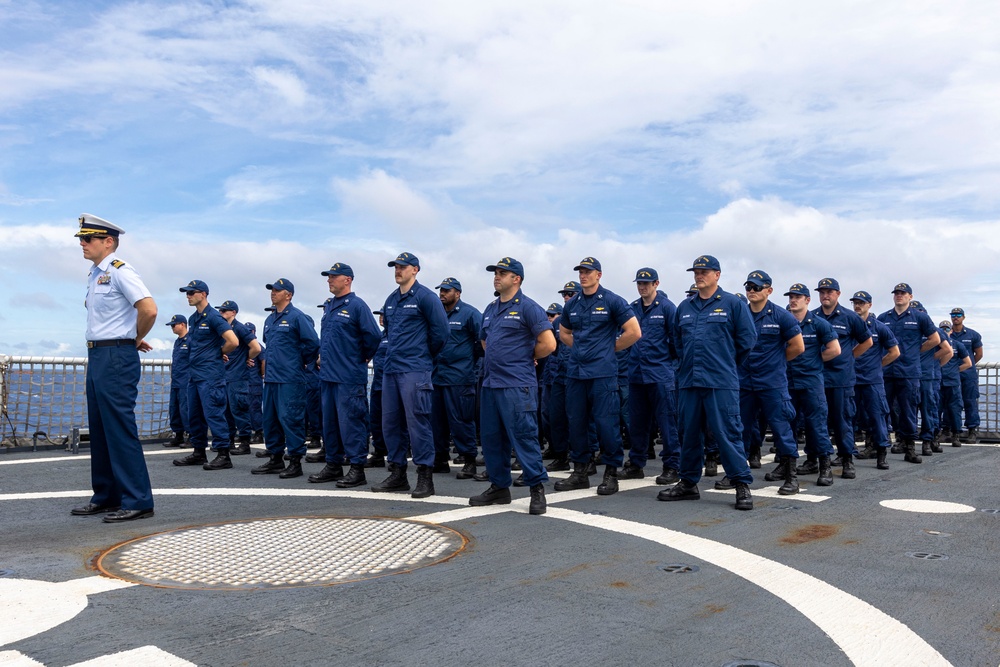 USCGC Waesche burial at sea for Master Chief Clarence Dowden Jr.