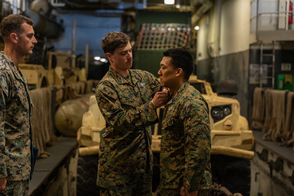 HM2 Marvin Almario Receives Fleet Marine Force Warfare Insignia