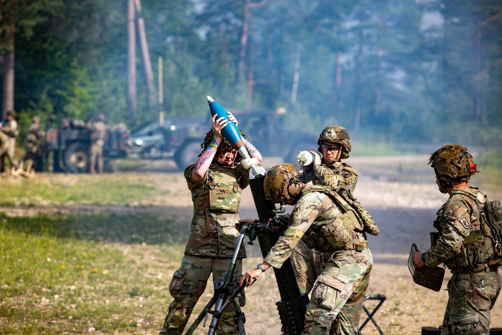 U.S. Soldiers Conduct Mortar Fire Mission