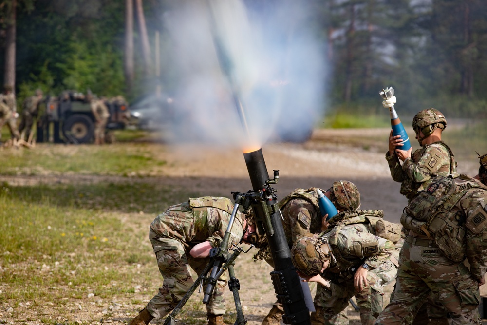 U.S. Soldiers Conduct Mortar Fire Mission