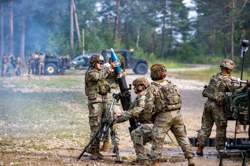 U.S. Soldiers Conduct Mortar Fire Mission