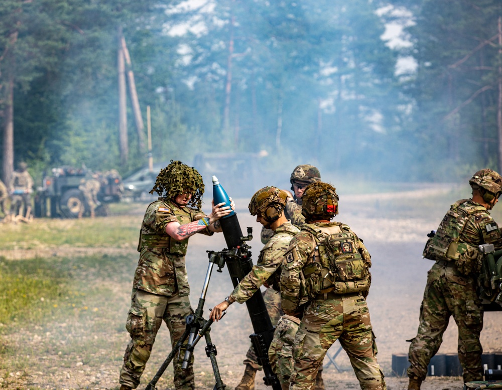 U.S. Soldiers Conduct Mortar Fire Mission