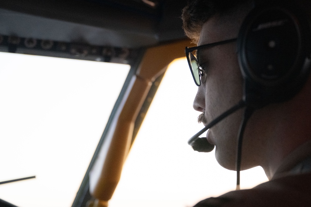 KC-135 refuels KC-46 Pegasus within the U.S. Central Command area of responsibility