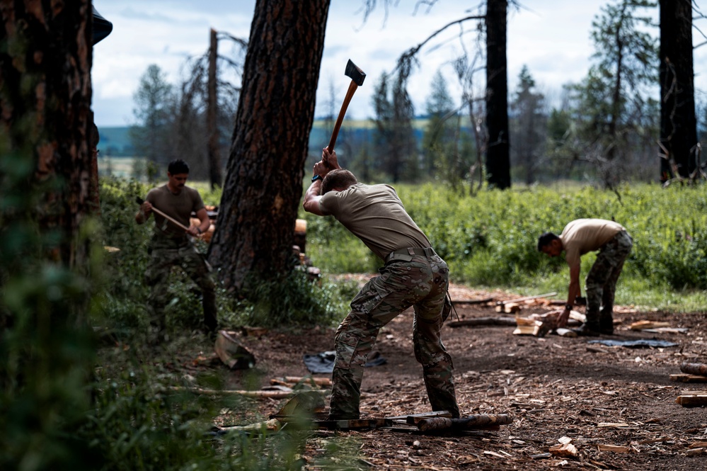 Survival, Evasion, Resistance, and Escape pre-team 25-A particpates in firecraft exercise