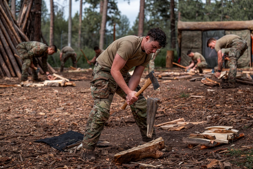Survival, Evasion, Resistance, and Escape pre-team 25-A particpates in firecraft exercise