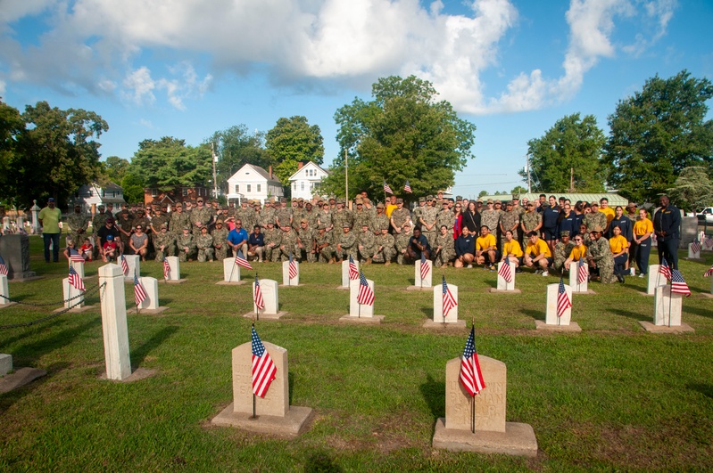 Naval Medical Center Portsmouth Staff Place Independence Day Flags at Naval Cemetery