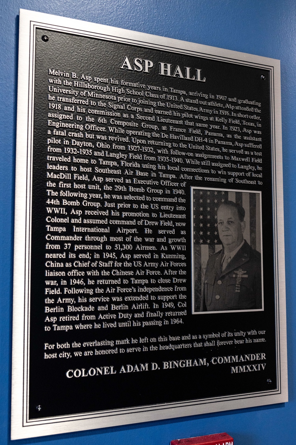 MacDill Headquarters building dedicated to Col. Melvin B. Asp