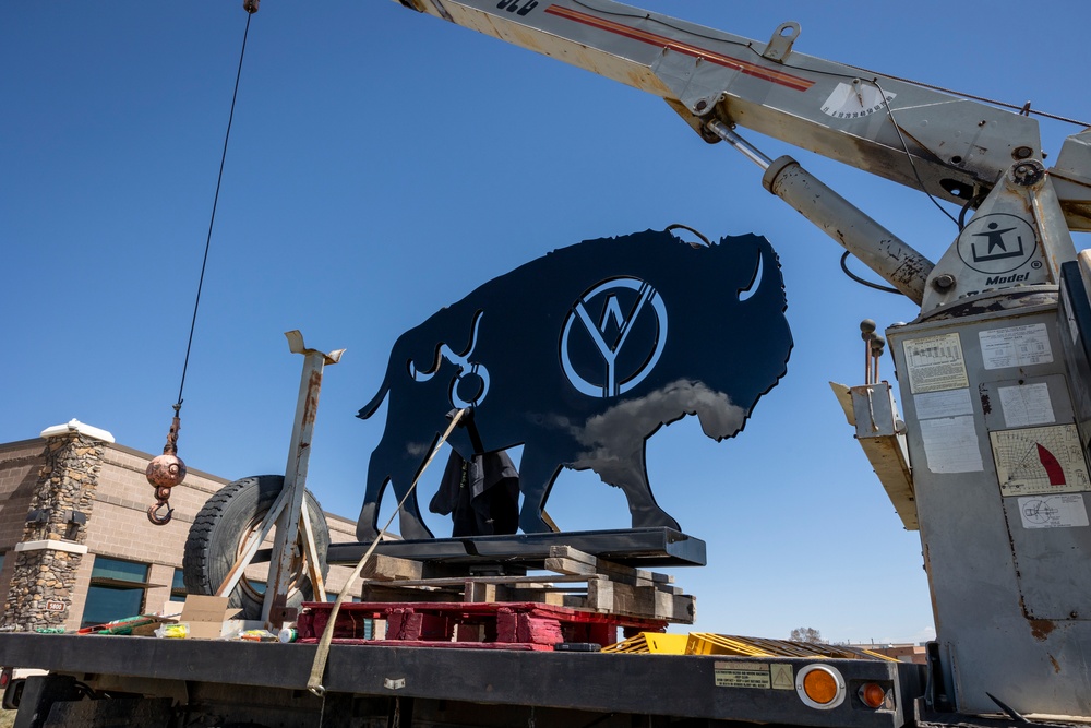 Installation of the Buffalo Statue for First Muster Ceremony