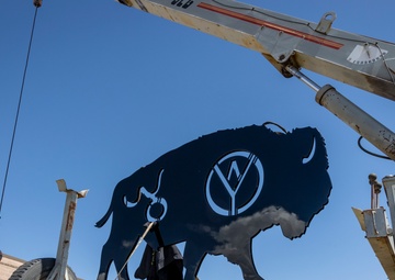 Installation of the Buffalo Statue for First Muster Ceremony