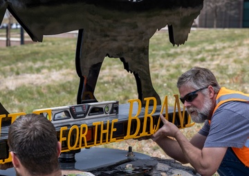 Installation of the Buffalo Statue for First Muster Ceremony