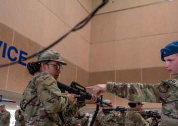 Academy cadets join military training instructors at Basic Military Training