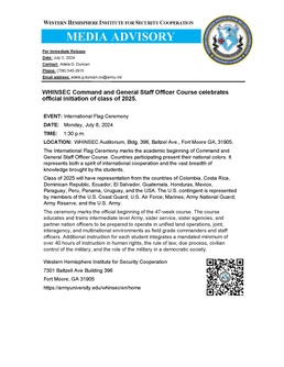 WHINSEC Command and General Staff Officer Course celebrates official initiation of class of 2025.