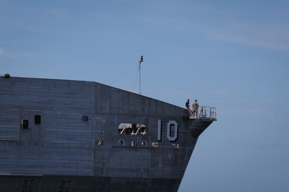 The USNS Burlington (T-EPF 10) departs Naval Station Mayport for Continuing Promise 2024