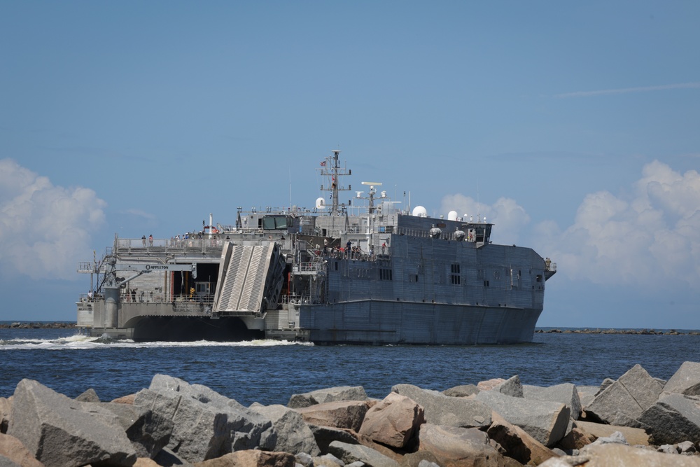 The USNS Burlington (T-EPF 10) departs Naval Station Mayport for Continuing Promise 2024