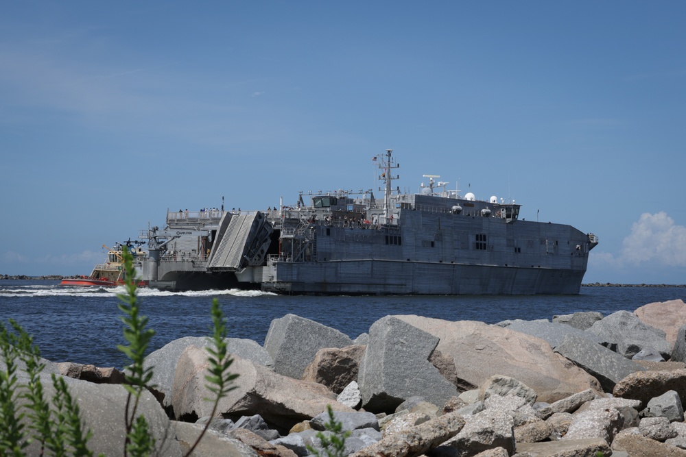 The USNS Burlington (T-EPF 10) departs Naval Station Mayport for Continuing Promise 2024