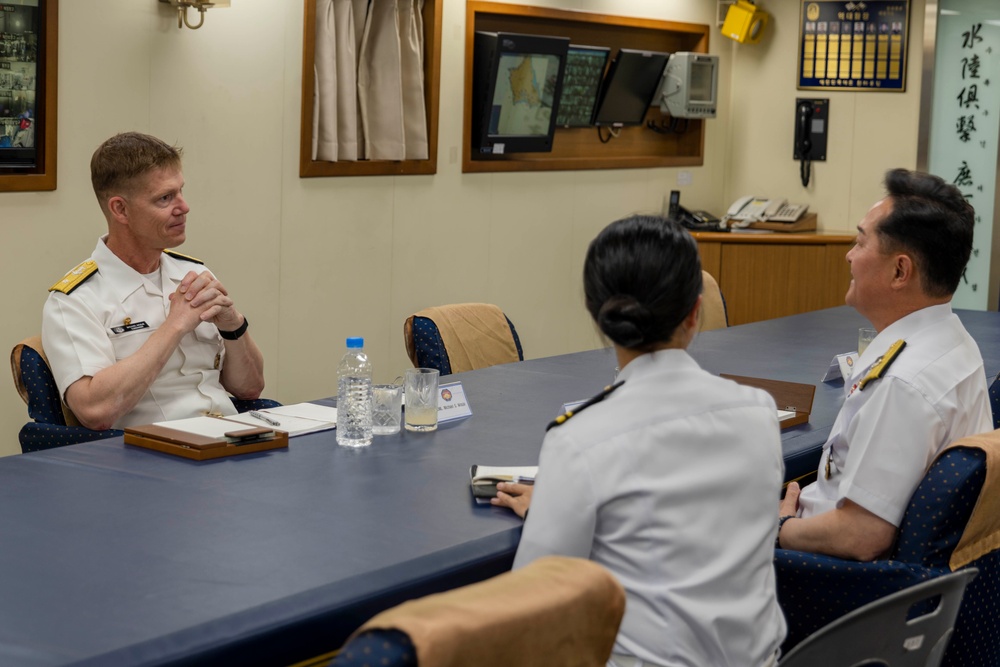 Rear Adm. Michael Wosje Meets with Republic of Korea Navy Rear Adm. Sung Jae Hur During RIMPAC 2024