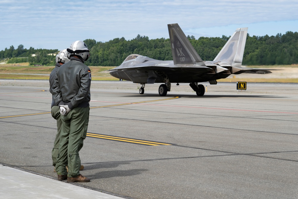 GAF Air Chief, NORAD/11th Air Force commander project air dominance in PA-200 Tornado, F-22 Raptor during Pacific Skies 24