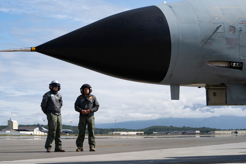 GAF Air Chief, NORAD/11th Air Force commander project air dominance in PA-200 Tornado, F-22 Raptor during Pacific Skies 24