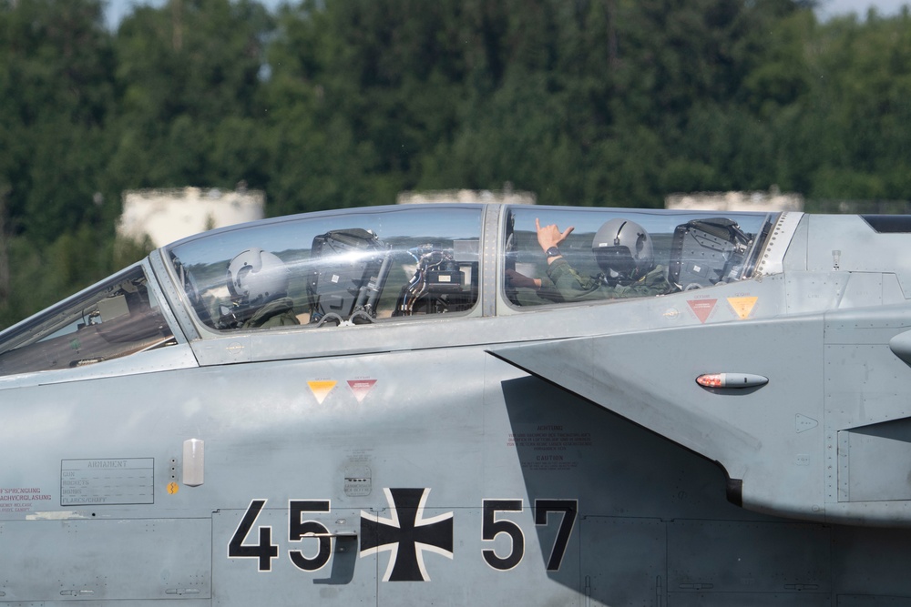 GAF Air Chief, NORAD/11th Air Force commander project air dominance in PA-200 Tornado, F-22 Raptor during Pacific Skies 24