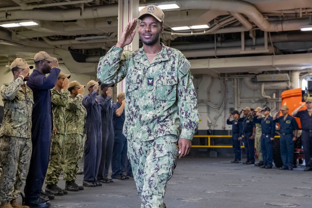 Piping Ashore Aboard USS Tripoli