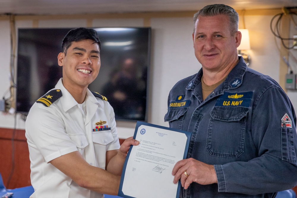 SWO Pinning Aboard USS Tripoli