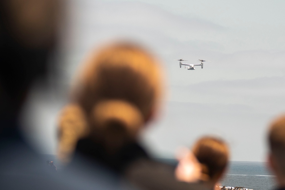 Tripoli Hosts Flyby For Midshipmen