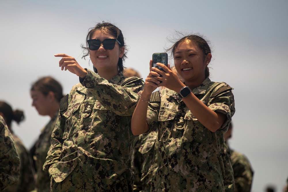Tripoli Hosts Flyby For Midshipmen
