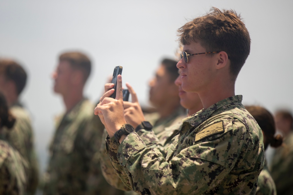 Tripoli Hosts Flyby For Midshipmen