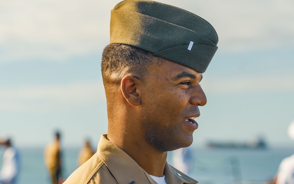 US Marines and Sailors man the rails aboard USS Somerset for RIMPAC 2024