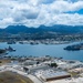 Aerial view of ships moored at Pearl Harbor and Ford Island during RIMPAC 2024