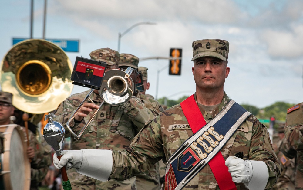 1st Inf. Div. Soldiers March in Junction City 4th of July Parade