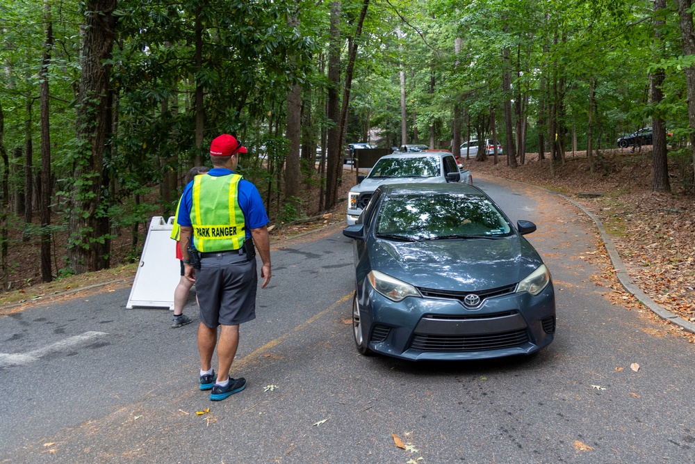 Col. Chapman Directs Park Traffic at Lake Lanier