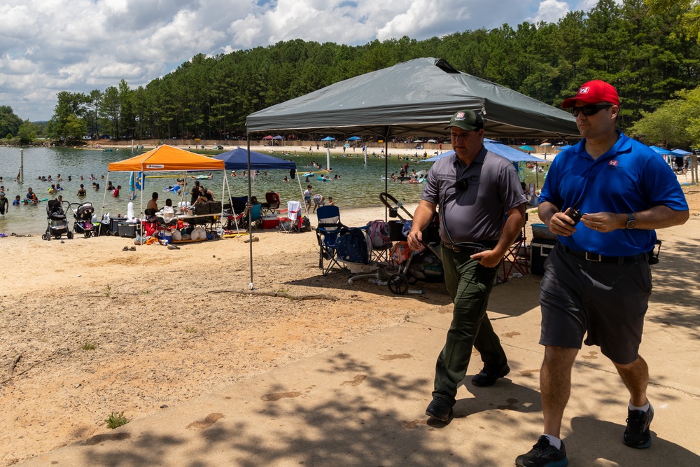 Col. Chapman and Chief Ranger Grimes Conduct Beach Patrol at Lake Lanier