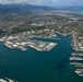 Aerial view of ships moored at Pearl Harbor and Ford Island during RIMPAC 2024