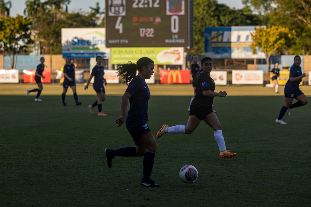 MRF-D 24.3 Marines play soccer against the Navy Football Federation Australia