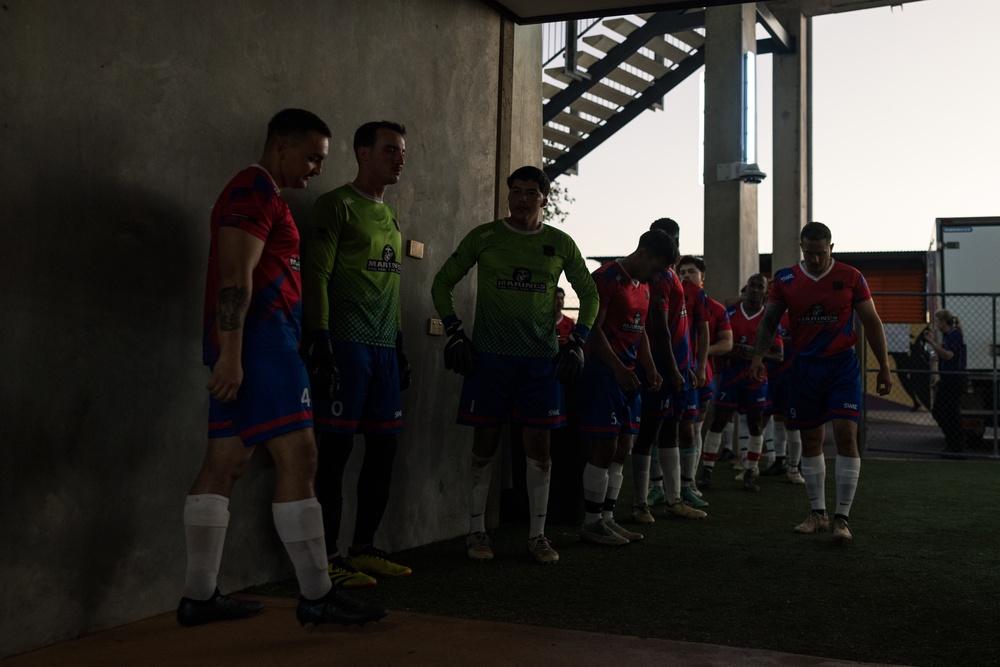 MRF-D 24.3 Marines play soccer against the Navy Football Federation Australia