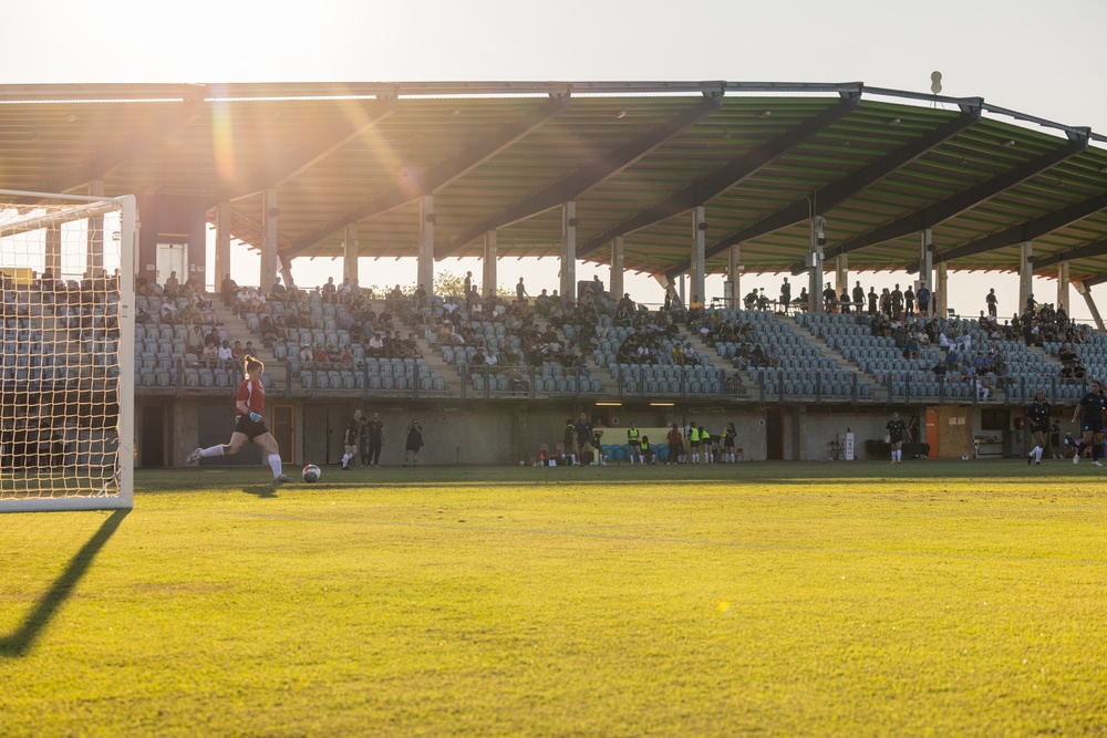 MRF-D 24.3 Marines play soccer against the Navy Football Federation Australia