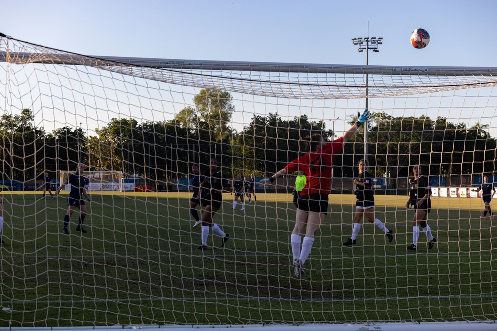 MRF-D 24.3 Marines play soccer against the Navy Football Federation Australia