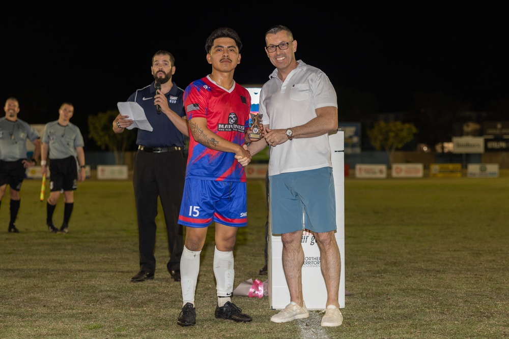 MRF-D 24.3 Marines play soccer against the Navy Football Federation Australia