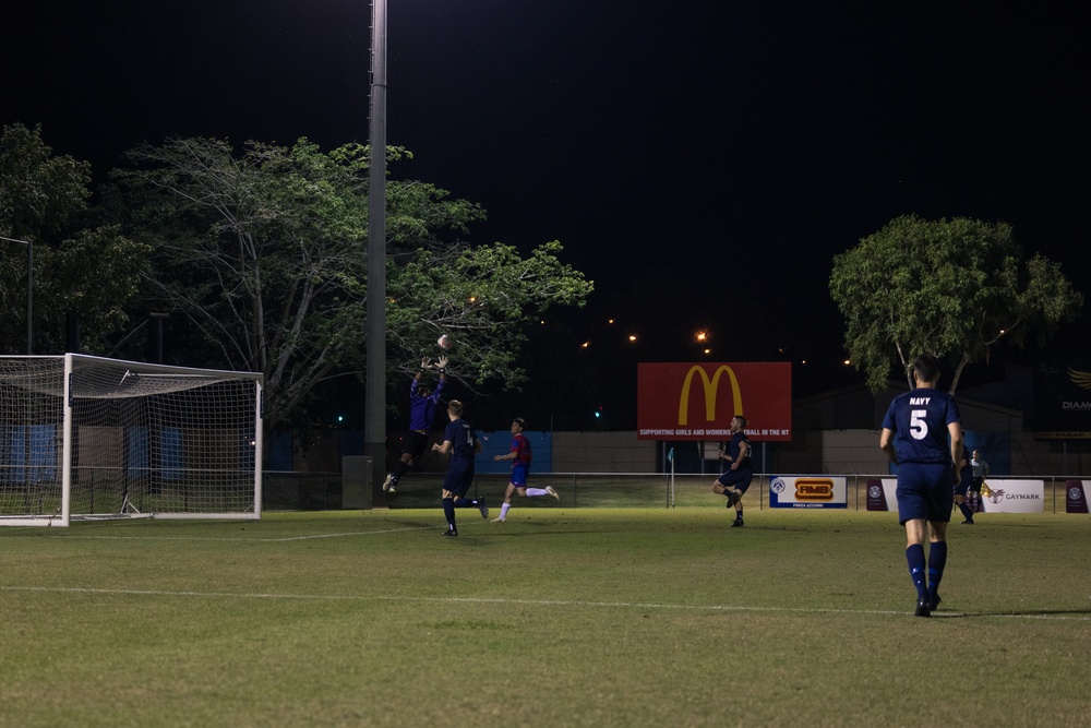 MRF-D 24.3 Marines play soccer against the Navy Football Federation Australia