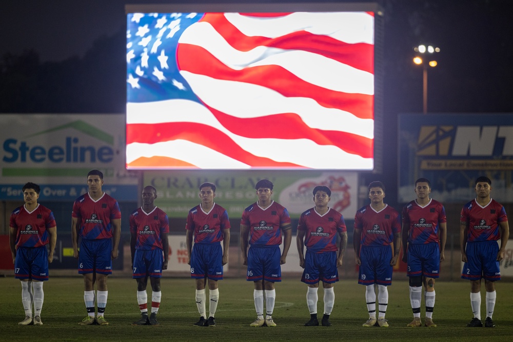 MRF-D 24.3 Marines play soccer against the Navy Football Federation Australia