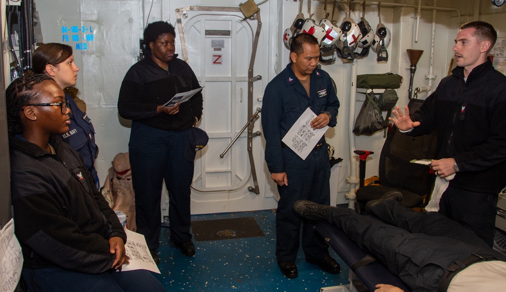 USS Ronald Reagan (CVN76) Sailors participate in Tactical Combat Casualty Care training