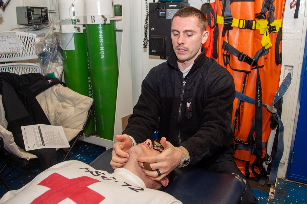 USS Ronald Reagan (CVN76) Sailors participate in Tactical Combat Casualty Care training